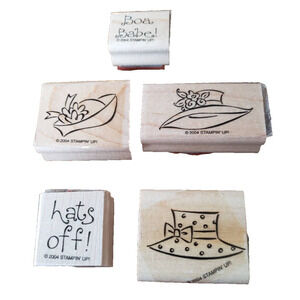 Stampin Up! Lot of 5 Wood Mounted Stamps Hats Off Boa Babe